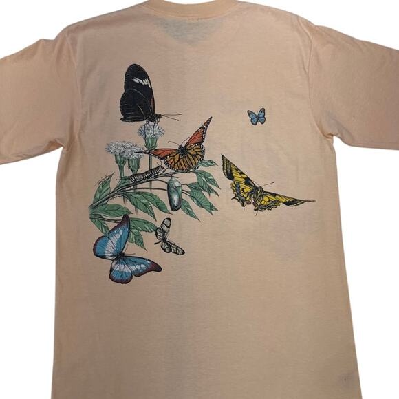 Vintage Harlequin Butterfly Graphic T-Shirt Salmon Large Single Stitch USA - Picture 4 of 12
